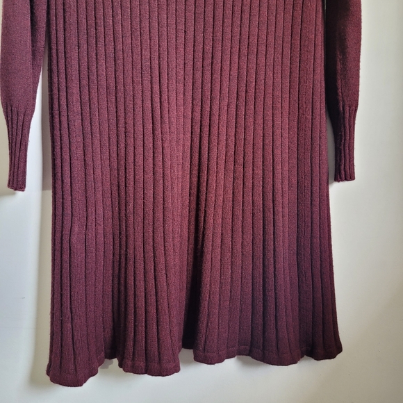H&M Sz Sm Long Cardigan Sweater Duster Women’s Burgandy Open Front Ribbed Knit - Picture 9 of 11
